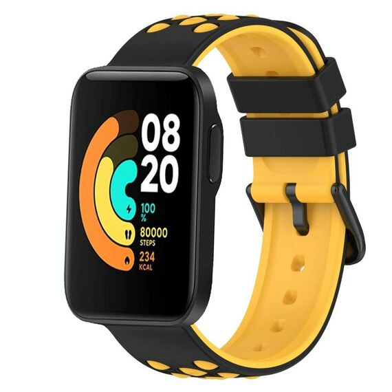 Per Xiaomi MI Watch Sport 22mm Cinturino in silicone poroso bicolore (nero + giallo)