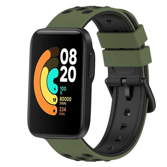 Per Xiaomi MI Watch Sport 22mm Cinturino in silicone poroso bicolore (verde militare + nero)
