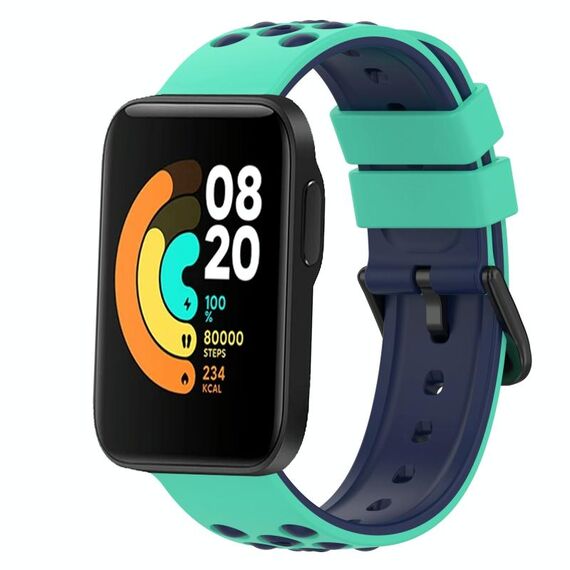 Per Xiaomi MI Watch Sport 22mm Cinturino in silicone poroso bicolore (verde lime + blu)
