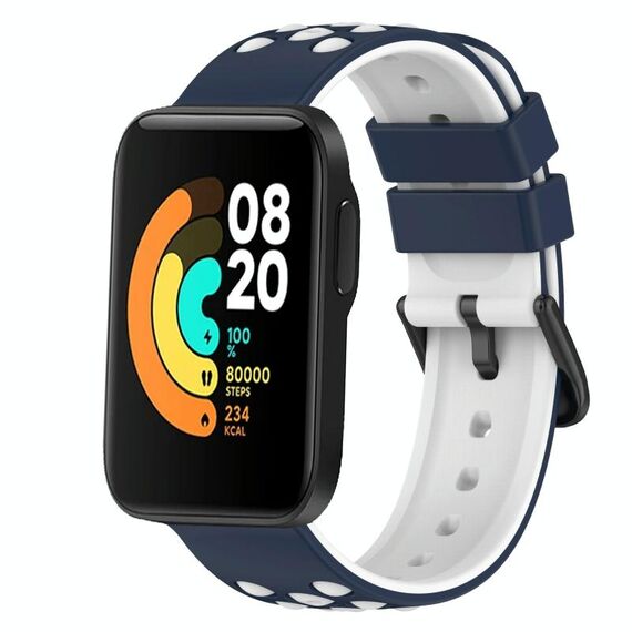 Per Xiaomi MI Watch Sport 22mm Cinturino in silicone poroso bicolore (blu notte + bianco)