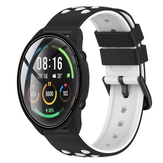 Per Xiaomi MI Watch Color 22mm Cinturino in silicone poroso bicolore (nero + bianco)