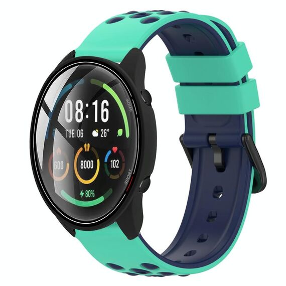 Per Xiaomi MI Watch Cinturino in silicone poroso bicolore da 22 mm (verde lime + blu)