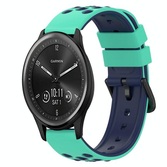 Per cinturino in silicone bicolore Garmin Vivomove Sport 20 mm (verde militare + nero)