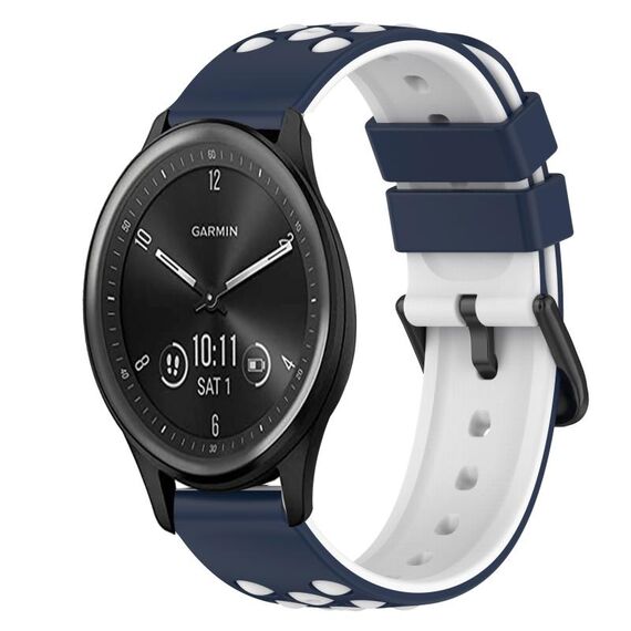 Per Garmin Vivomove Sport 20mm Cinturino in silicone bicolore (blu notte + bianco)