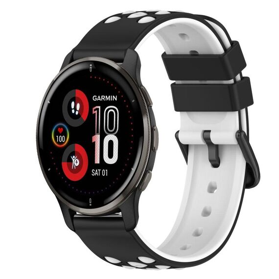 Per Garmin Venu 2 Plus 20mm Cinturino in silicone bicolore (rosa + bianco)