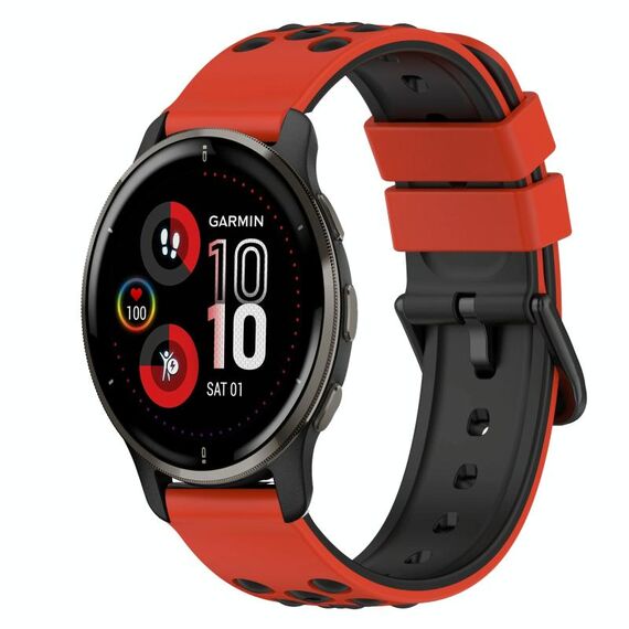 Per Garmin Venu 2 Plus 20mm Cinturino in silicone bicolore (nero + verde lime)