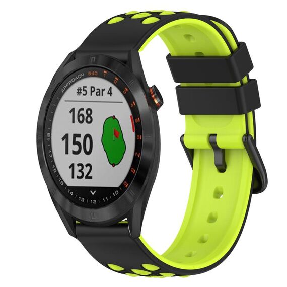 Per Garmin Approach S40 Cinturino in silicone bicolore da 20 mm (nero + grigio)