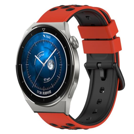 Per Huawei Watch GT3 Pro 43mm 20mm Cinturino in silicone bicolore (nero + verde lime)