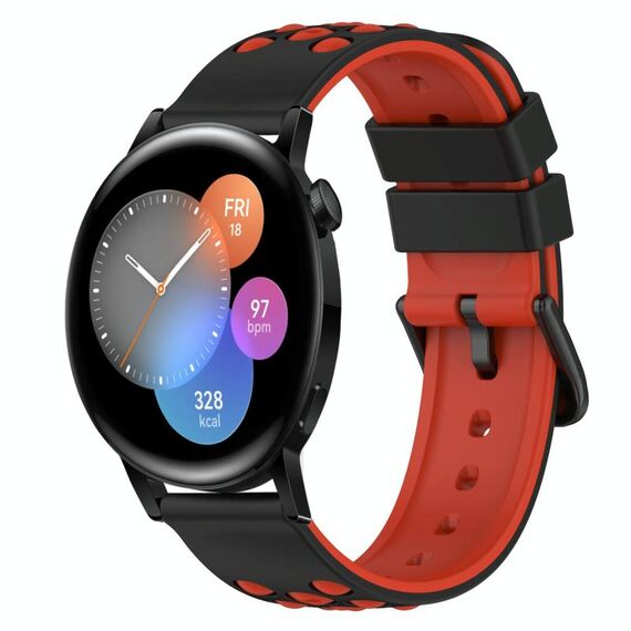Per Huawei Watch GT3 42mm 20mm Cinturino in silicone bicolore (nero + bianco)