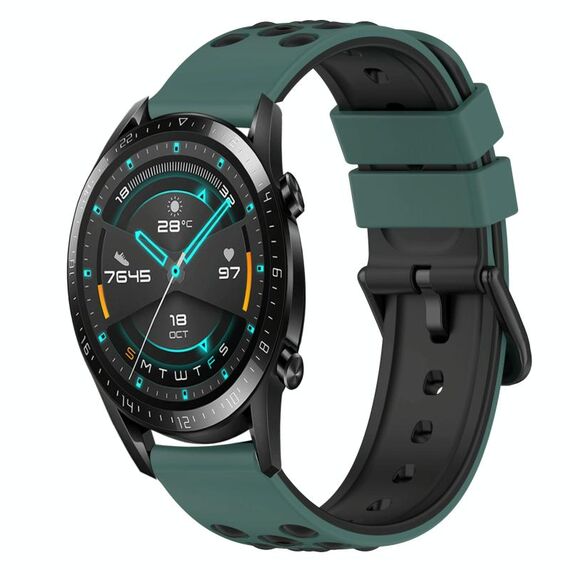 Per Huawei Watch GT2 42mm 20mm Cinturino in silicone bicolore (verde oliva + nero)