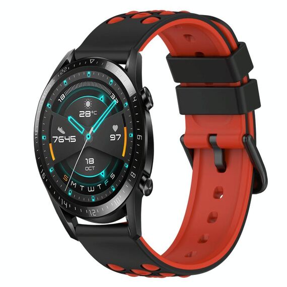 Per Huawei Watch GT2 42mm 20mm Cinturino in silicone bicolore (nero + bianco)