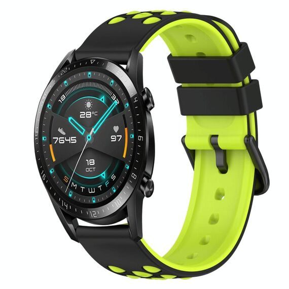 Per Huawei Watch GT2 42mm 20mm Cinturino in silicone bicolore (nero + grigio)