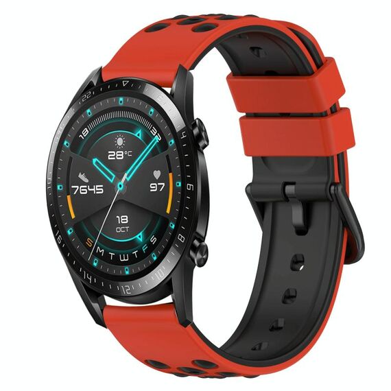 Per Huawei Watch GT2 42mm 20mm Cinturino in silicone bicolore (nero + verde lime)