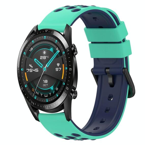 Per Huawei Watch GT2 42mm 20mm Cinturino in silicone bicolore (verde militare + nero)