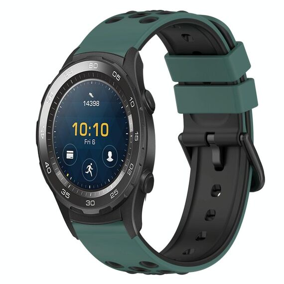 Per Huawei Watch 2 Cinturino in silicone bicolore da 20 mm (verde oliva + nero)