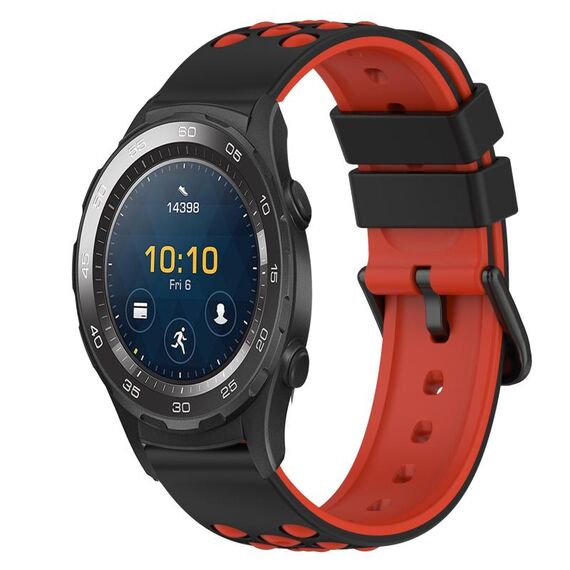 Per Huawei Watch 2 Cinturino in silicone bicolore da 20 mm (nero + bianco)