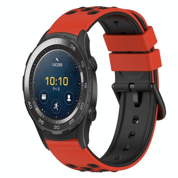 Per Huawei Watch 2 Cinturino in silicone bicolore da 20 mm (nero + verde lime)