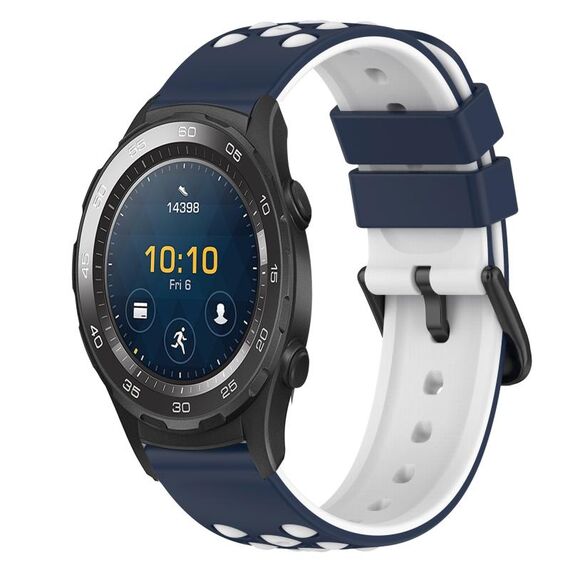 Per Huawei Watch 2 Cinturino in silicone bicolore da 20 mm (blu notte + bianco)