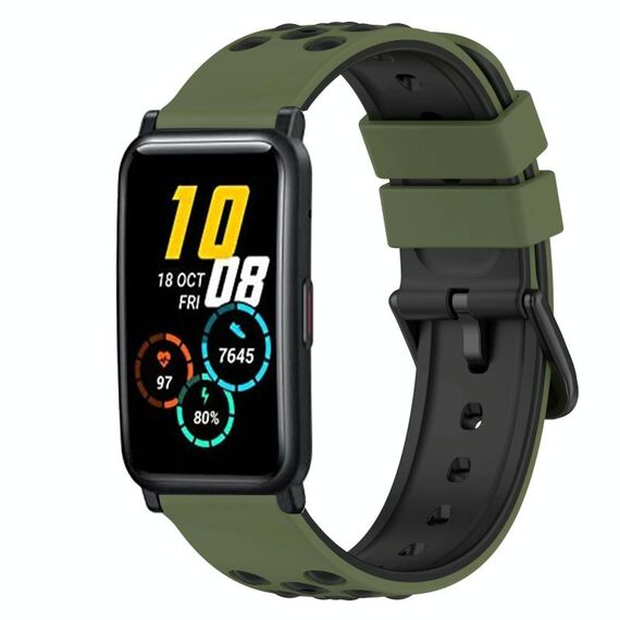Cinturino per orologio in silicone bicolore For Honor Watch ES 20 mm (rosso + nero)