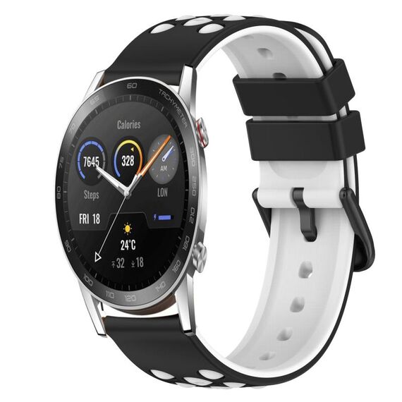 Per Honor MagicWatch2 42mm 20mm Cinturino in silicone bicolore (rosa + bianco)