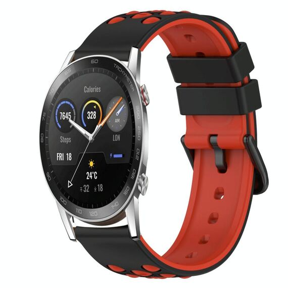 Per Honor MagicWatch2 42mm 20mm Cinturino in silicone bicolore (nero + bianco)