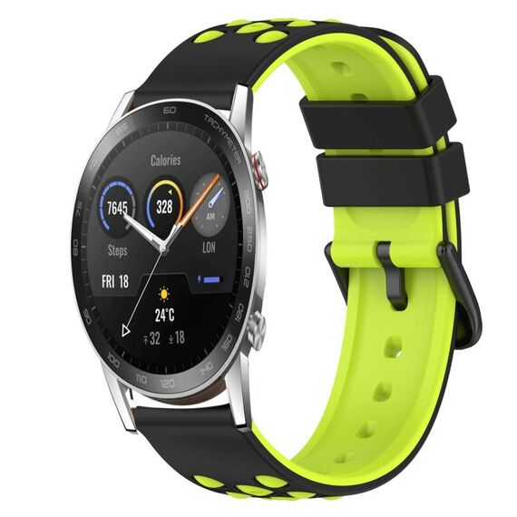 Per Honor MagicWatch2 42mm 20mm Cinturino in silicone bicolore (nero + grigio)