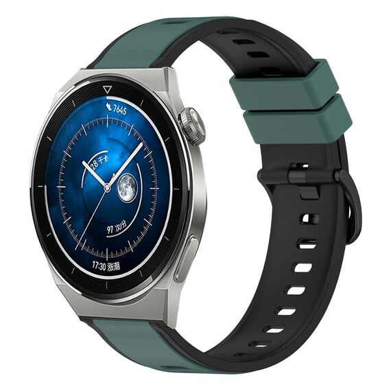 Per Huawei Watch GT3 Pro 46mm 22mm Cinturino in silicone bicolore (verde oliva + nero)