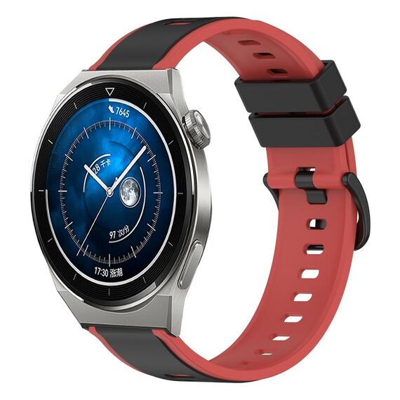 Per Huawei Watch GT3 Pro 46mm 22mm Cinturino in silicone bicolore (nero + rosso)