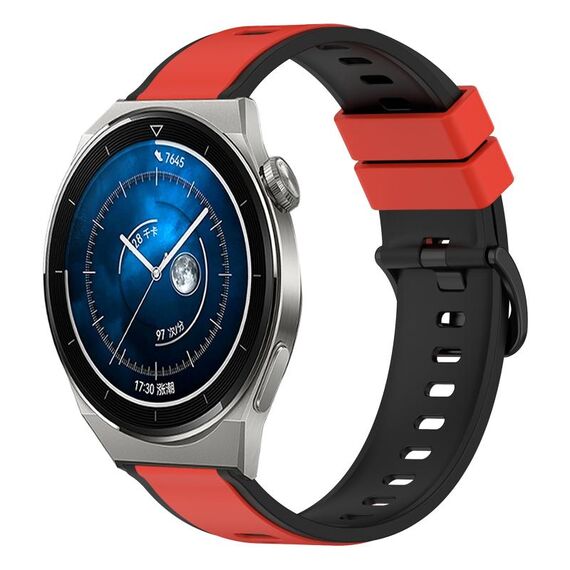 Per Huawei Watch GT3 Pro 46mm 22mm Cinturino in silicone bicolore (rosso + nero)