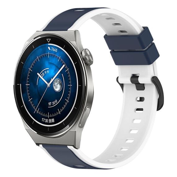 Per Huawei Watch GT3 Pro 46mm 22mm Cinturino in silicone bicolore (blu notte + bianco)