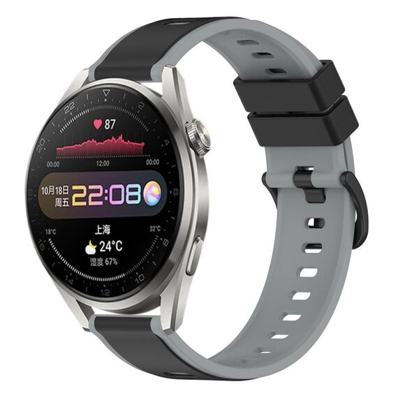 Per Huawei Watch 3 Pro 22mm Cinturino in silicone bicolore (nero + grigio)
