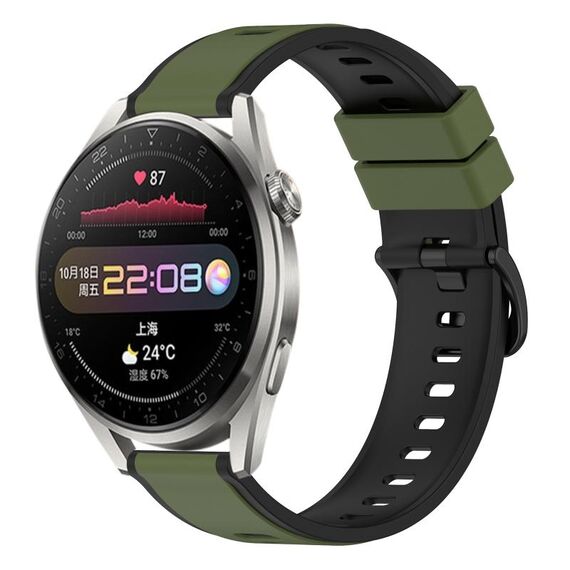 Per Huawei Watch 3 Pro 22mm Cinturino in silicone bicolore (verde militare + nero)