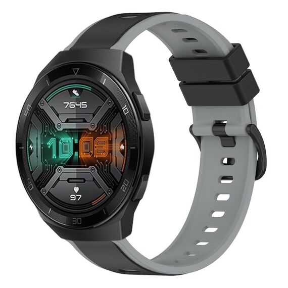 Per Huawei Watch GT 2E 22mm Cinturino in silicone bicolore (nero + grigio)
