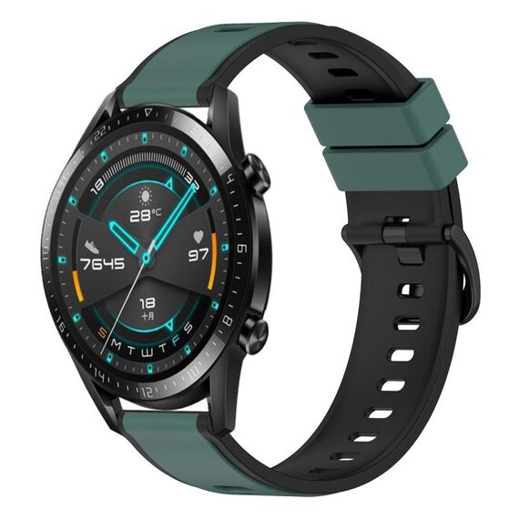Per Huawei GT2 46mm 22mm Cinturino in silicone bicolore (verde oliva + nero)