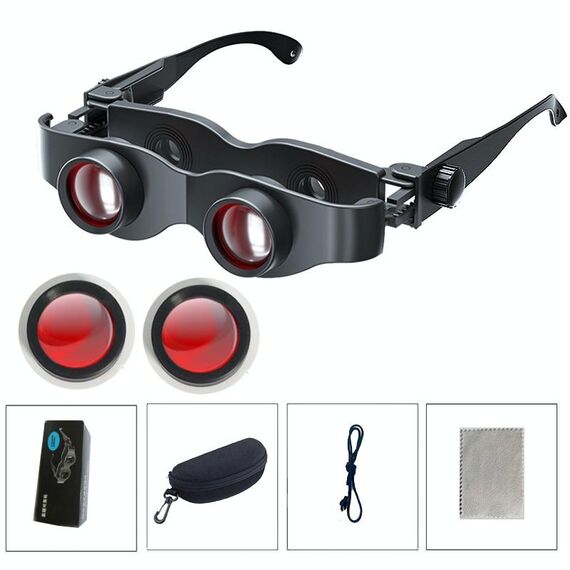 DM0125 Binocolo da pesca 3X Binocolo di tipo in vetro con messa a fuoco regolabile con lente polarizzata rossa