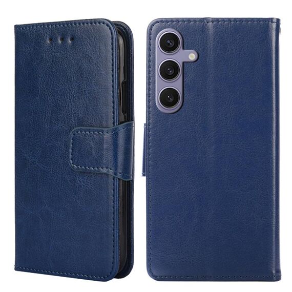 Custodia per telefono in pelle con texture cristallo per Samsung Galaxy S24+ 5G (blu reale)