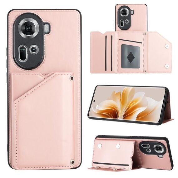 Per OPPO Reno11 Global Skin Feel Custodia per telefono PU + TPU + slot per schede PC (oro rosa)