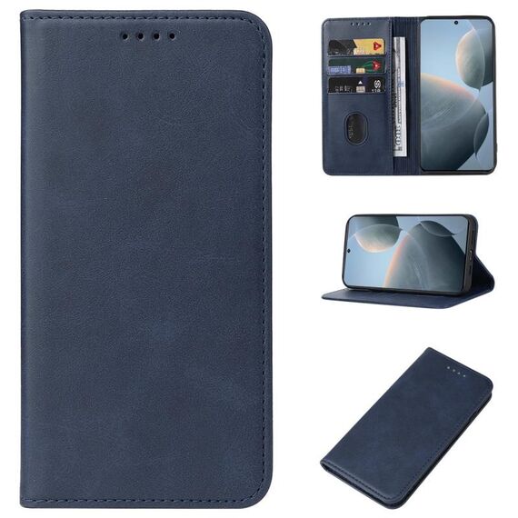 Custodia per telefono in pelle con chiusura magnetica per Xiaomi Redmi K70E (blu)