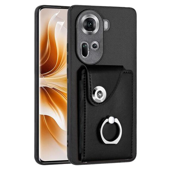 Per OPPO Reno11 Custodia per cellulare in PU con porta carte per organo globale (nera)