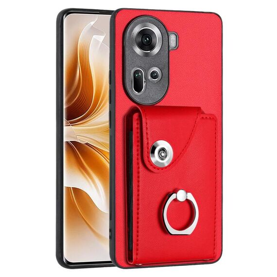 Per OPPO Reno11 Custodia per telefono in PU con porta carte per organo globale (rosso)
