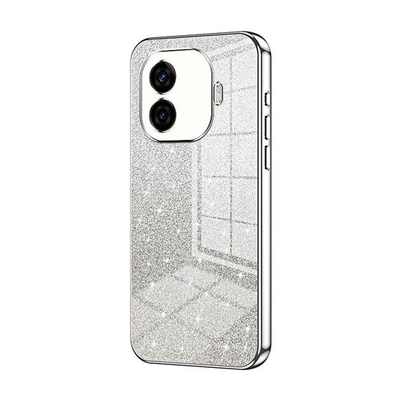 Per vivo iQOO Z9 Custodia per telefono elettrolitico con polvere glitterata sfumata (Argento)