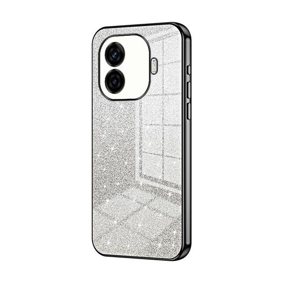 Per vivo iQOO Z9 Custodia per telefono elettrolitico in polvere glitter sfumata (nera)