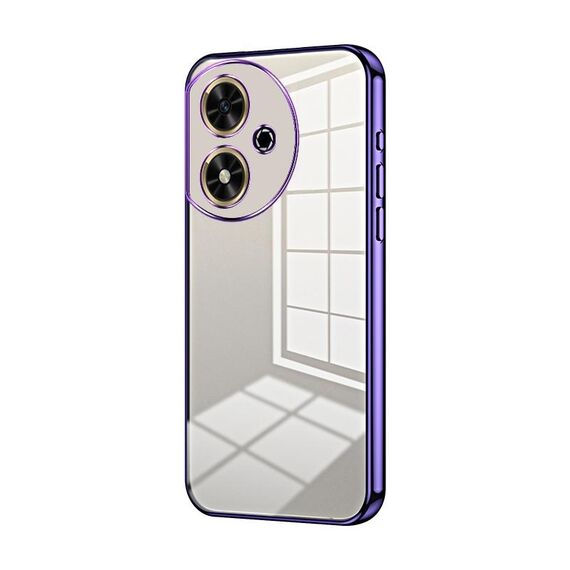 Custodia per telefono con foro fine con placcatura trasparente per Honor Play 50 (viola)