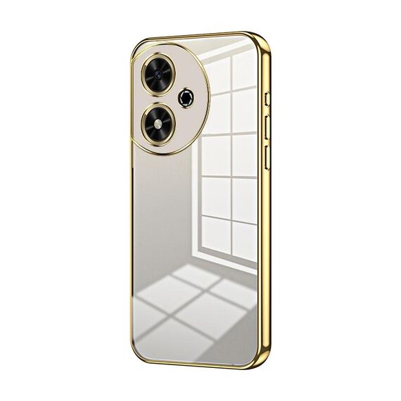 Custodia per telefono con foro fine con placcatura trasparente per Honor Play 50 (oro)