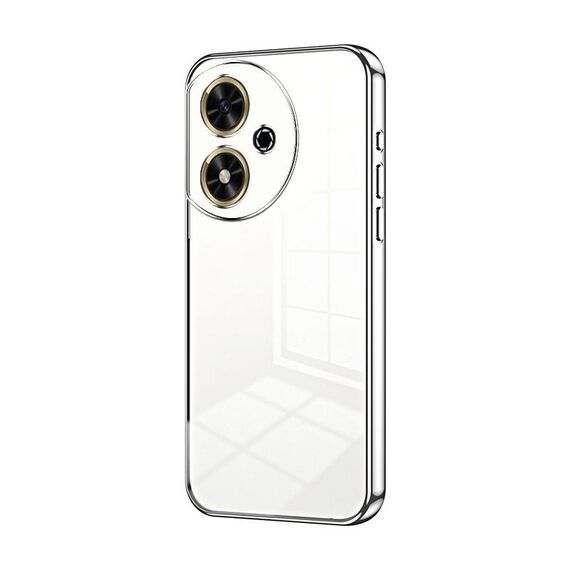Custodia per telefono con foro fine con placcatura trasparente per Honor Play 50 (argento)