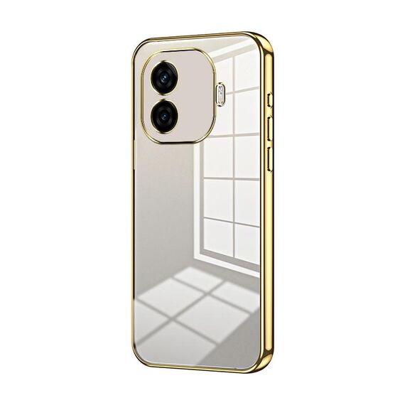 Per vivo iQOO Z9 Custodia per telefono con foro sottile con placcatura trasparente (oro)