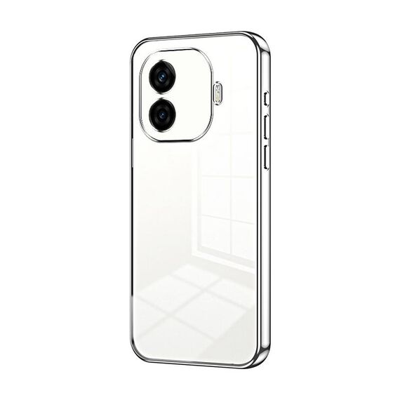 Per vivo iQOO Z9 Custodia per telefono con foro sottile con placcatura trasparente (Argento)