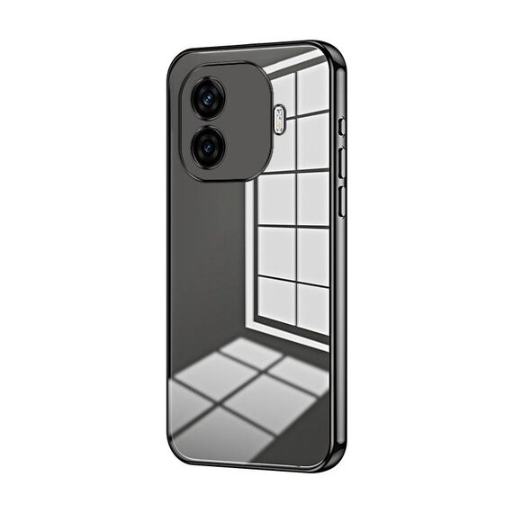 Per vivo iQOO Z9 Custodia per telefono con foro sottile con placcatura trasparente (nera)