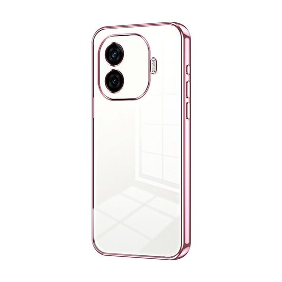 Per vivo iQOO Z9 Turbo Custodia per telefono con foro sottile con placcatura trasparente (rosa)