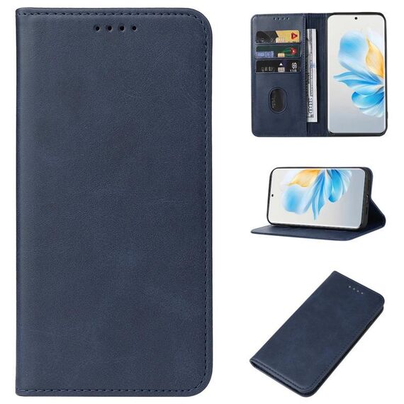 Custodia per telefono in pelle con chiusura magnetica per Honor 100 (blu)